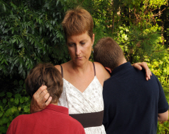 grieving family